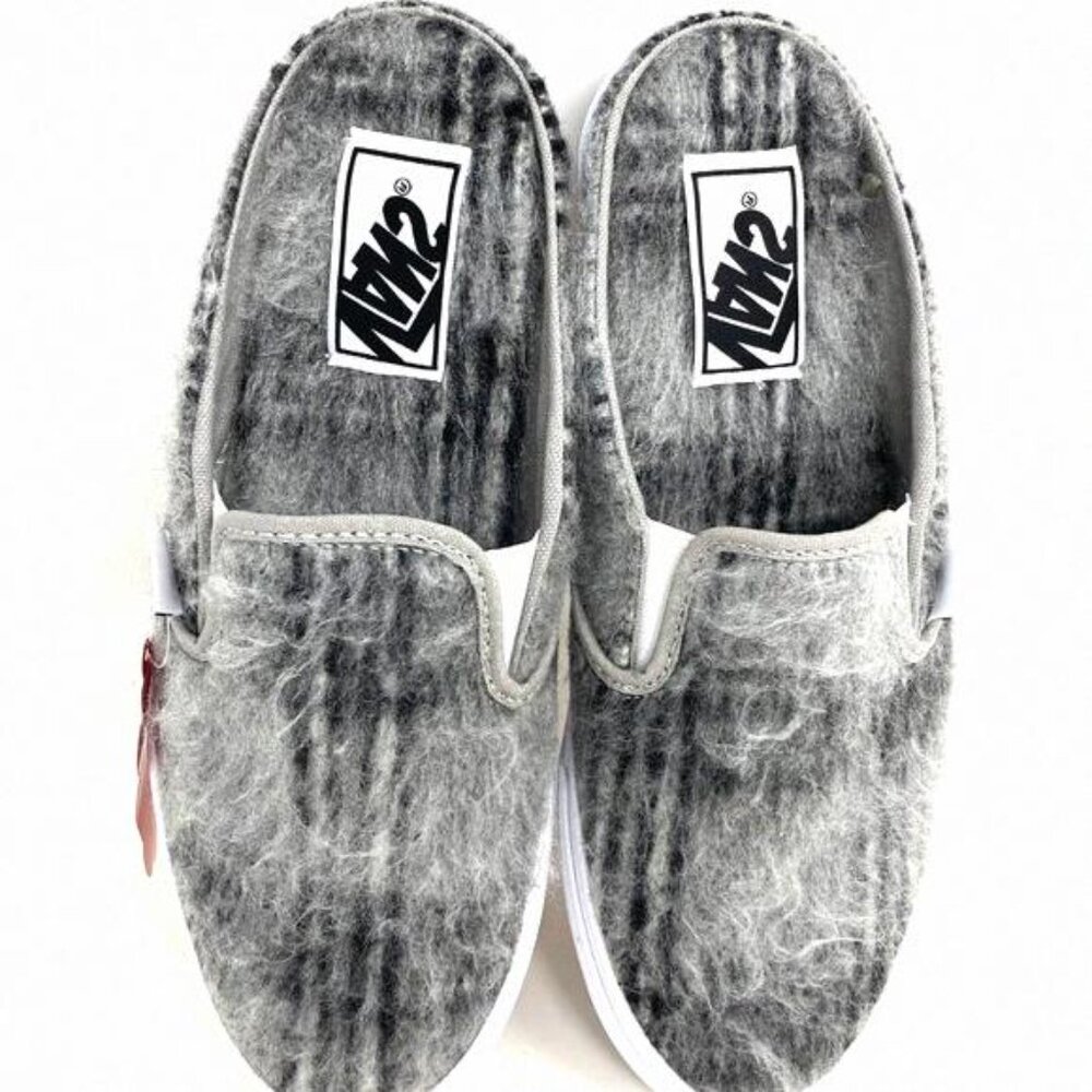 Vans Classic Slip On M Gray Women's Size Casual VN0A4P3U8O9 Wool Canvas White - Picture 8 of 11